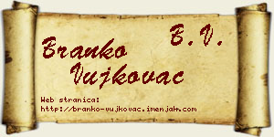 Branko Vujkovac vizit kartica